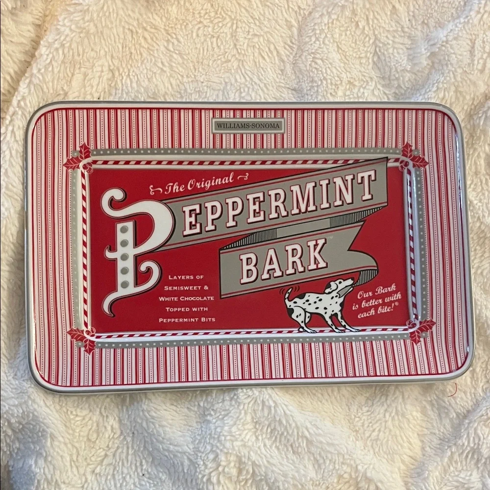 Williams Sonoma Red and White Peppermint Bark ceramic tray